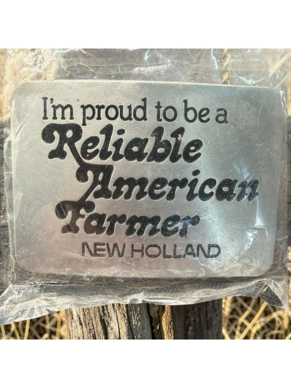 Vintage 1982 New Holland "Reliable American Farmer" Metal Belt Buckle New